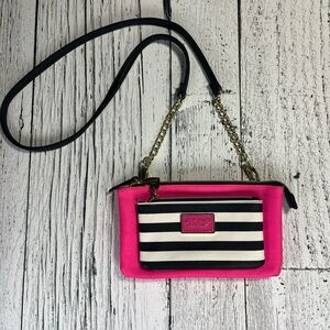 Betsy Johnson Crossbody Chain‎ Bag Pink Black And White Small